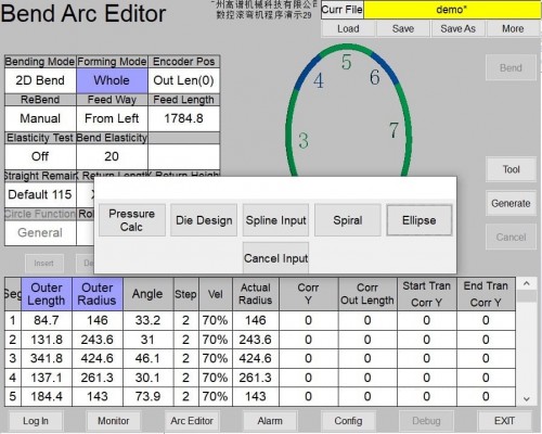 Roll bending machine CNC control program system